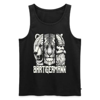 Bärtigermann Bär Tiger Mann Geschenk Bart Sprüche - Männer Premium Bio Tank Top - Schwarz - Vorne - Michal (187cm)
