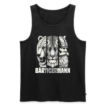 Bärtigermann Bär Tiger Mann Geschenk Bart Sprüche - Männer Premium Bio Tank Top - Schwarz - Vorne - AI Model Male 178 light (178cm)