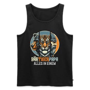 Bärtigerpapa Bär Tiger Mann Geschenk Bart Sprüche - Männer Premium Bio Tank Top - Schwarz - Vorne - AI Model Male 178 light (178cm)