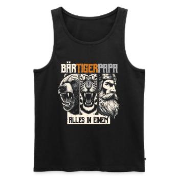 Bärtigerpapa Bär Tiger Mann Geschenk Bart Sprüche - Männer Premium Bio Tank Top - Schwarz - Vorne - AI Model Male 178 light (178cm)