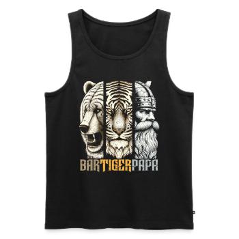 Bärtigerpapa Bär Tiger Mann Geschenk Bart Sprüche - Männer Premium Bio Tank Top - Schwarz - Vorne - Michal (187cm)