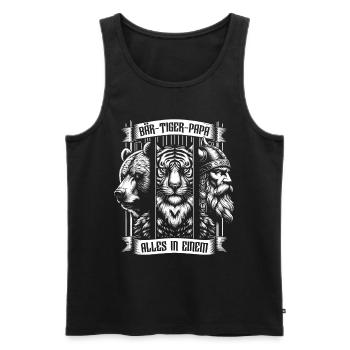 Bärtigerpapa Bär Tiger Mann Geschenk Bart Sprüche - Männer Premium Bio Tank Top - Schwarz - Vorne - AI Model Male 178 light (178cm)