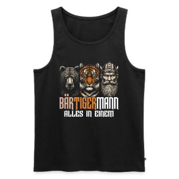 Bärtigermann Bär Tiger Mann Geschenk Bart Sprüche - Männer Premium Bio Tank Top - Schwarz - Vorne - AI Model Male 178 light (178cm)