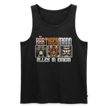 Bärtigermann Bär Tiger Mann Geschenk Bart Sprüche - Männer Premium Bio Tank Top - Schwarz - Vorne - AI Model Male 178 light (178cm)