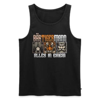 Bärtigermann Bär Tiger Mann Geschenk Bart Sprüche - Männer Premium Bio Tank Top - Schwarz - Vorne - Michal (187cm)