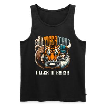 Bärtigermann Bär Tiger Mann Geschenk Bart Sprüche - Männer Premium Bio Tank Top - Schwarz - Vorne - Michal (187cm)