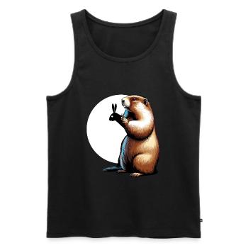 Marmot Groundhog Day Groundhog Day USA Funny - Men's Premium Organic Tank Top - black - Front - AI Model Male 178 light (178cm)