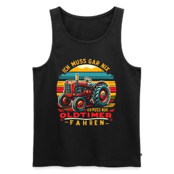 Traktor Oldtimer Landwirtschaft Geschenk Bauer - Männer Premium Bio Tank Top - Schwarz - Vorne - AI Model Male 178 light (178cm)