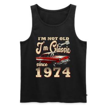 Vintage Retro Jahrgang 1974 Original 1974 - Männer Premium Bio Tank Top - Schwarz - Vorne - AI Model Male 178 light (178cm)