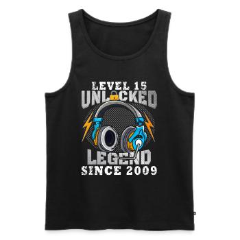 Level 15 freigeschaltet legendär seit 2009 - Männer Premium Bio Tank Top - Schwarz - Vorne - AI Model Male 178 light (178cm)