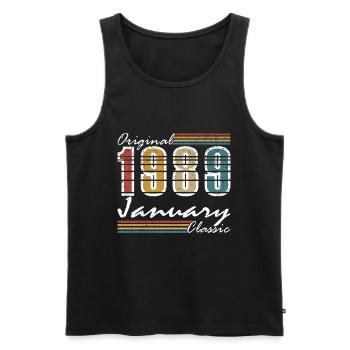 January 1989 Birthday January 1989 January - Men's Premium Organic Tank Top - black - Front - Michal (187cm)