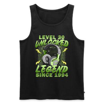 Level 30 Unlocked 30th Birthday Gamer 1994 - Men's Premium Organic Tank Top - black - Front - AI Model Male 178 light (178cm)