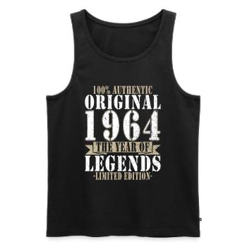60e anniversaire La vie commence à 60 ans - Débardeur bio Premium Homme - noir - Devant - Michal (187cm)