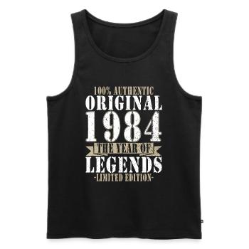 Légende 1984 Anniversaire Année de naissance 1984 Hommes - Débardeur bio Premium Homme - noir - Devant - Michal (187cm)