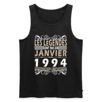 1994 Janvier 1994 anniversaire Janvier 1994 - Männer Premium Bio Tank Top - Schwarz - Vorne - Michal (187cm)