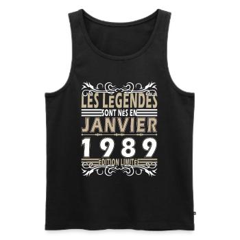 Anniversaire 1989 Janvier 1989 né en Janvier - Männer Premium Bio Tank Top - Schwarz - Vorne - AI Model Male 178 light (178cm)