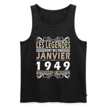 Janvier 1949 Cadeau d’anniversaire Janvier 1949 - Männer Premium Bio Tank Top - Schwarz - Vorne - AI Model Male 178 light (178cm)