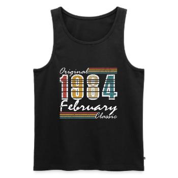 Februar 1984. Geburtstagsgeschenk Februar 1984. - Männer Premium Bio Tank Top - Schwarz - Vorne - Michal (187cm)