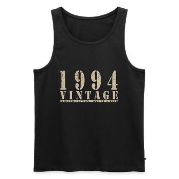Vintage 1994 édition limitée rétro 30e anniversaire - Débardeur bio Premium Homme - noir - Devant - AI Model Male 178 light (178cm)