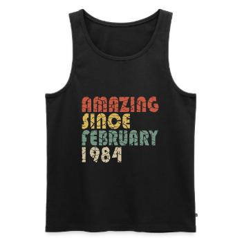 Februar 1984. Geburtstagsgeschenk Februar 1984. - Männer Premium Bio Tank Top - Schwarz - Vorne - Michal (187cm)