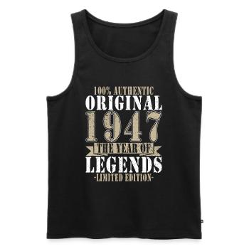 Original 1947 77e anniversaire rétro cadeau - Débardeur bio Premium Homme - noir - Devant - Michal (187cm)