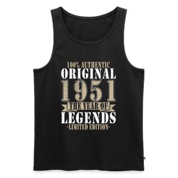 Legends are born in 1951 - Men's Premium Organic Tank Top - black - Front - Michal (187cm)