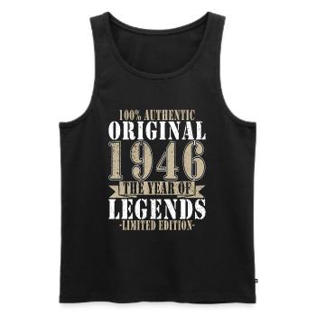 Légende 1946 Anniversaire légendaire depuis 1946 - Débardeur bio Premium Homme - noir - Devant - Michal (187cm)