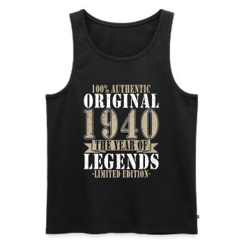 Legend since 1940 Born 1940 Birthday 1940 - Men's Premium Organic Tank Top - black - Front - AI Model Male 178 light (178cm)