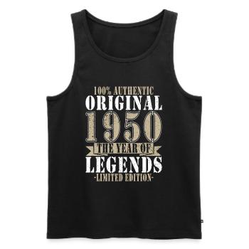 1950 Birthday Gift, Legends Born 1950 - Men's Premium Organic Tank Top - black - Front - Michal (187cm)