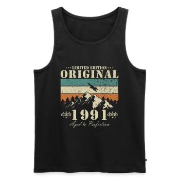 1991 limited edition - Männer Premium Bio Tank Top - Schwarz - Vorne - AI Model Male 178 light (178cm)
