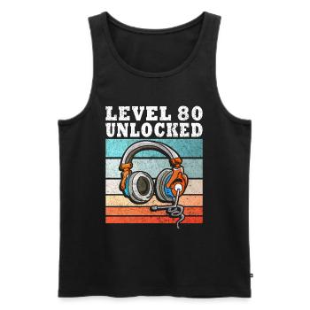 80 Geburtstag - Level 80 Complete - Gamer 80 Jahre - Männer Premium Bio Tank Top - Schwarz - Vorne - Michal (187cm)