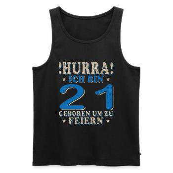 Geschenkidee zum 21. Geburtstag 21 Jahre - Männer Premium Bio Tank Top - Schwarz - Vorne - Michal (187cm)