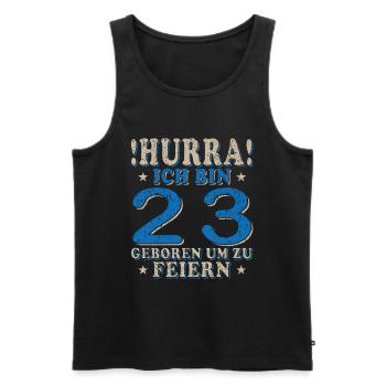 23 Krone 23. Geburtstag 23 Jahre - Männer Premium Bio Tank Top - Schwarz - Vorne - Michal (187cm)