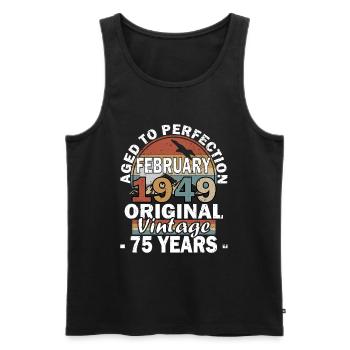 Cadeau d’anniversaire février 1949 millésime 75 ans - Débardeur bio Premium Homme - noir - Devant - Michal (187cm)