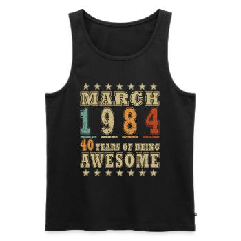 40. Geburtstag Jahrgang März 1984 Born in 1984 - Männer Premium Bio Tank Top - Schwarz - Vorne - Michal (187cm)