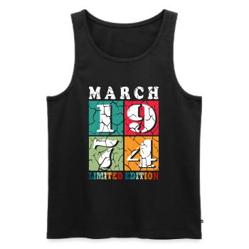 50 years old Year of birth 1974 Born March 1974 - Men's Premium Organic Tank Top - black - Front - AI Model Male 178 light (178cm)