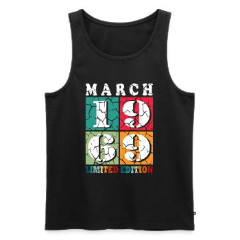 55 years old Year of birth 1969 Born March 1969 - Men's Premium Organic Tank Top - black - Front - AI Model Male 178 light (178cm)