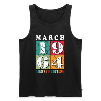 60 years old, built in 1964, born in March 1964 - Men's Premium Organic Tank Top - black - Front - Michal (187cm)