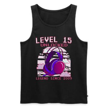 Level 15 Unlocked Legendary since 2009 - Men's Premium Organic Tank Top - black - Front - AI Model Male 178 light (178cm)