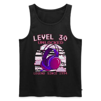Niveau 30 Débloqué 30e Cadeau d’anniversaire Gamer - Débardeur bio Premium Homme - noir - Devant - Michal (187cm)