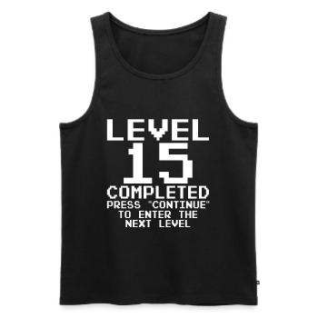 Gamer 15. Geburtstag Level 15 - Männer Premium Bio Tank Top - Schwarz - Vorne - AI Model Male 178 light (178cm)