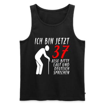 37er Geburtstag Mann | Ich bin 37 Geburtstag - Männer Premium Bio Tank Top - Schwarz - Vorne - Michal (187cm)
