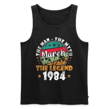 40. Geburtstag Jahrgang März 1984 Born in 1984 - Männer Premium Bio Tank Top - Schwarz - Vorne - Michal (187cm)