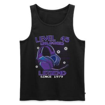 Level 45 Unlocks Player to 45 Year Old - Men's Premium Organic Tank Top - black - Front - AI Model Male 178 light (178cm)