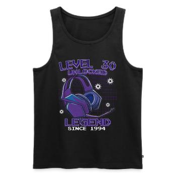 Niveau 30 Débloqué 30e Cadeau d’anniversaire Gamer - Débardeur bio Premium Homme - noir - Devant - Michal (187cm)