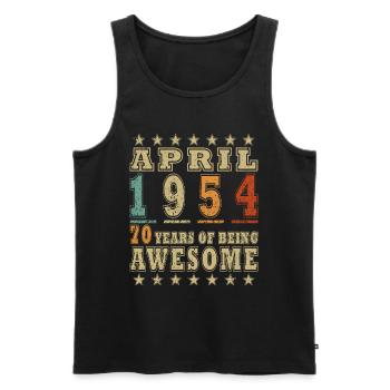 Geburtstag 70. Geburtstag Retro April 1954 - Männer Premium Bio Tank Top - Schwarz - Vorne - Michal (187cm)