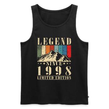 Légende 1998 Anniversaire Année de naissance 1998 Hommes - Débardeur bio Premium Homme - noir - Devant - Michal (187cm)