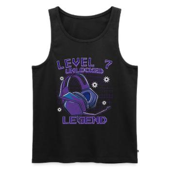 LEVEL 7 FREIGESCHALTET 7. GEBURTSTAG GAMER - Männer Premium Bio Tank Top - Schwarz - Vorne - Michal (187cm)