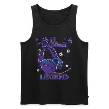 14. Geburtstag 14. Lebensjahr Level 14 entsperrt - Männer Premium Bio Tank Top - Schwarz - Vorne - AI Model Male 178 light (178cm)