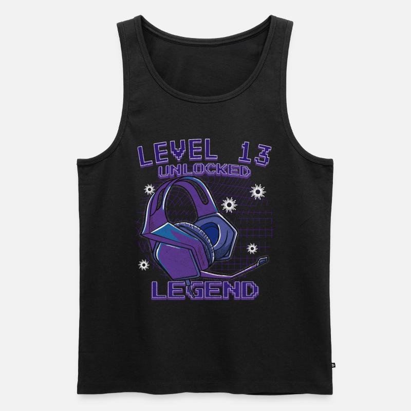 Level 13 Unlocked Zocker 13 Geburtstag Geschenk - Männer Premium Bio Tank Top - Schwarz